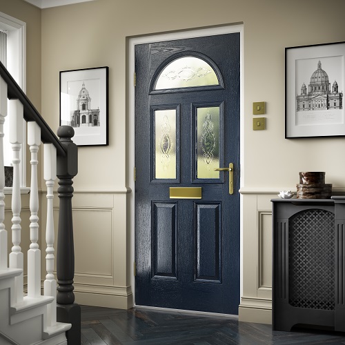 dark blue composite front door internal view